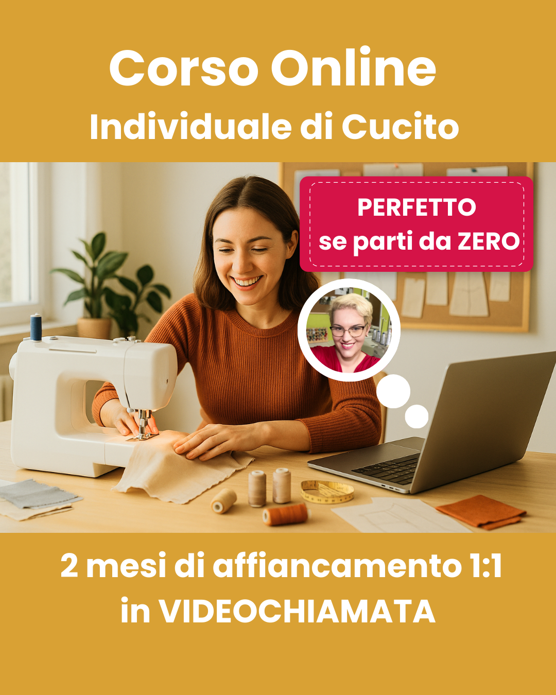 Corso Online Individuale di Cucito - 2 mesi affiancamento 1:1