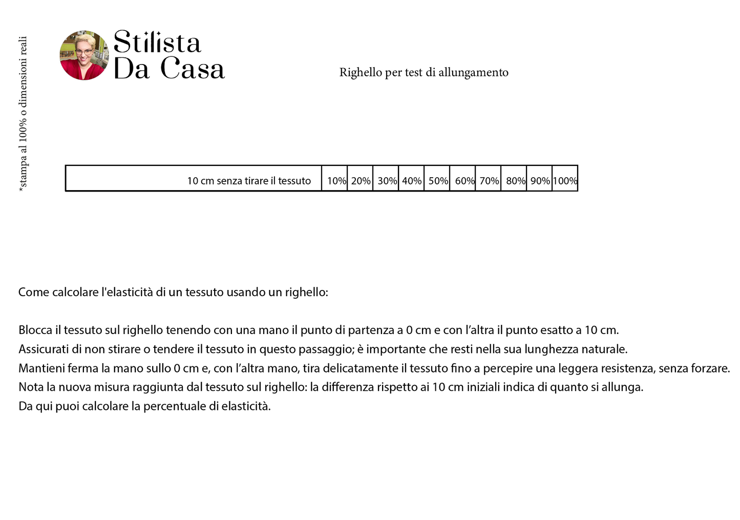 Righello per test di elasticità del tessuto