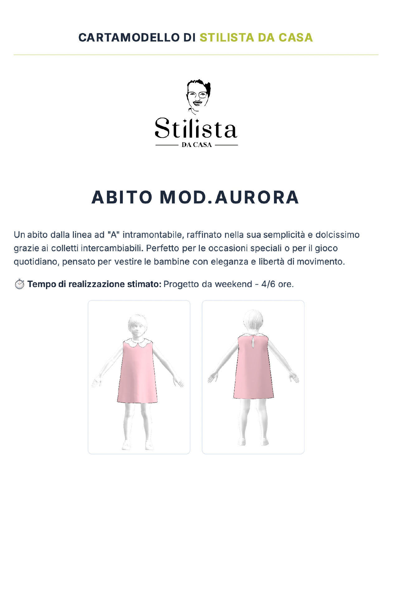 Abito bambina 3-8 anni con colletti